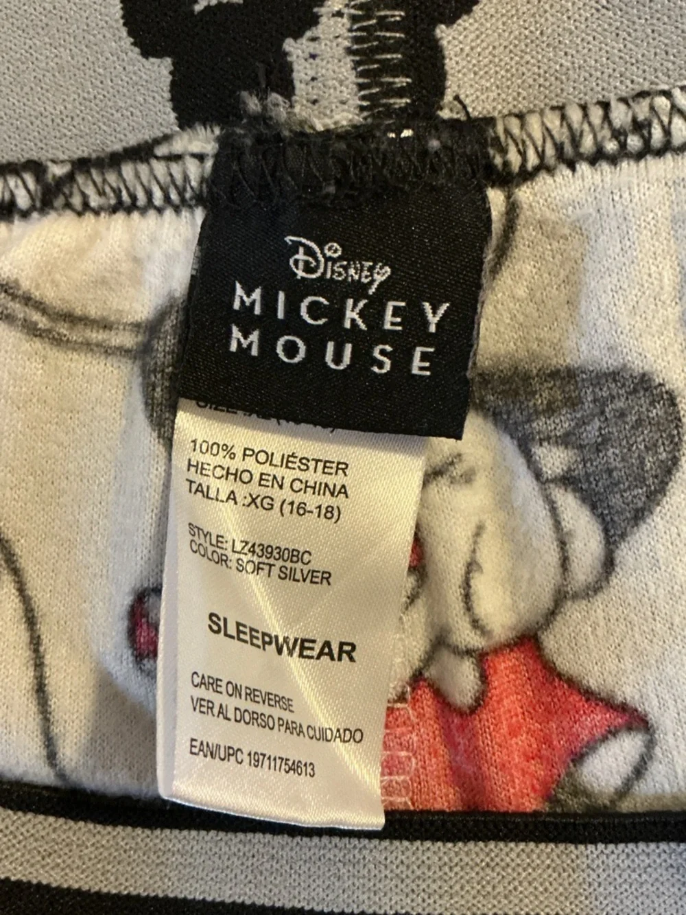 Disney Gray and Red Minnie & Mickey Print Pajama Bottoms with pockets - Picture 2 of 4